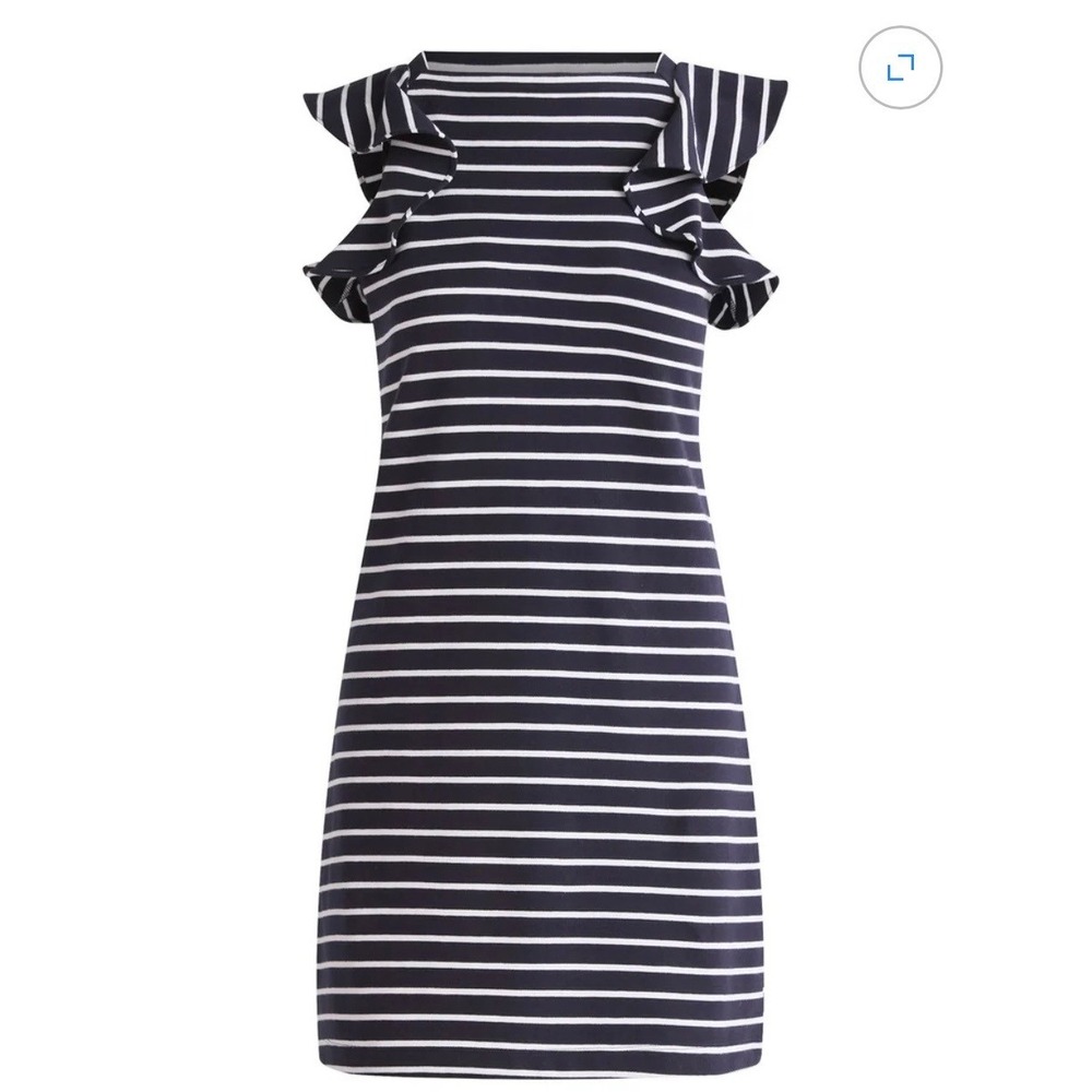Free Assembly Ruffle Tank Dress Womens XS‎ Navy White Striped Mini Nautical Chic